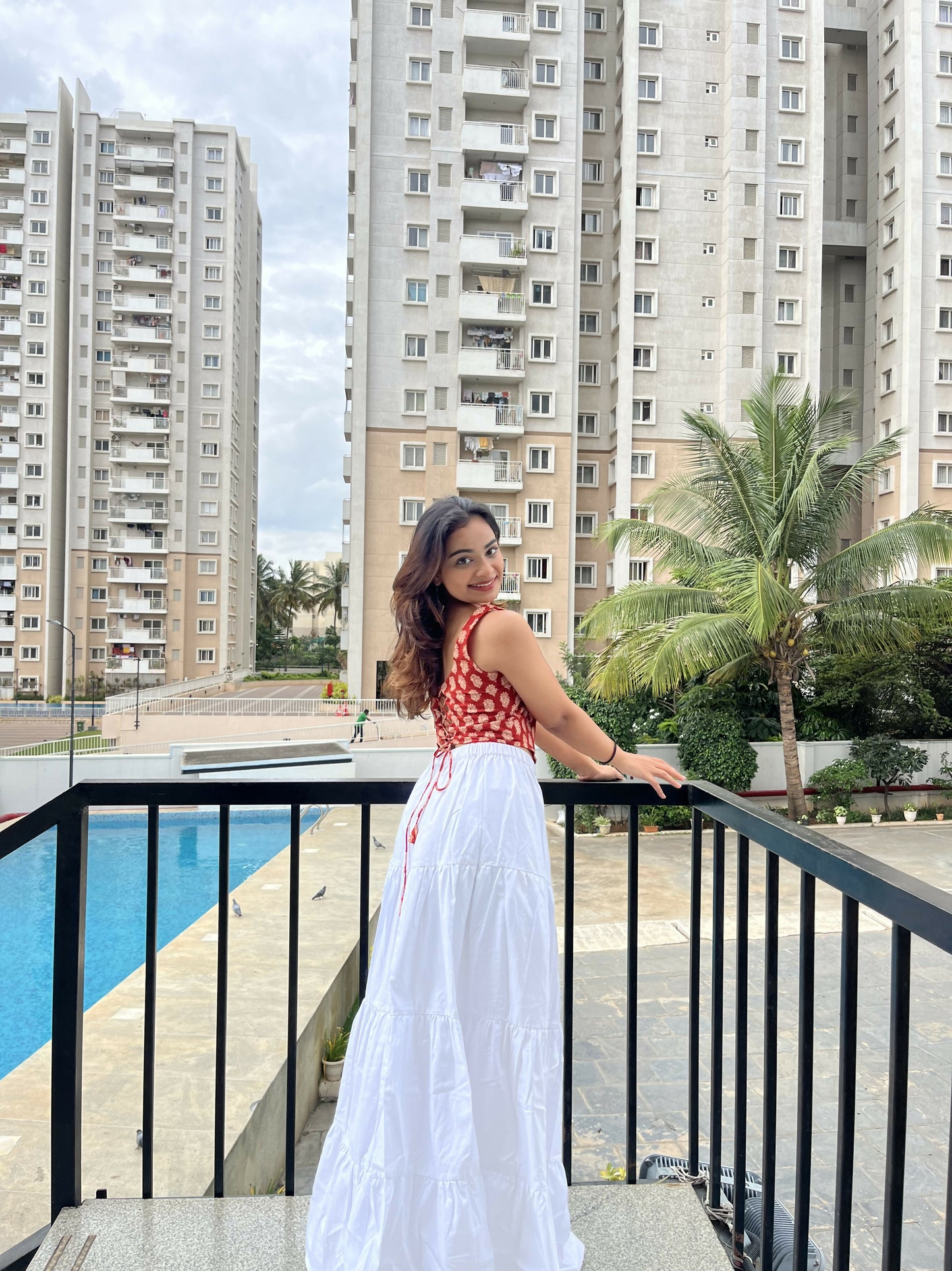 Red Cotton Corset Top