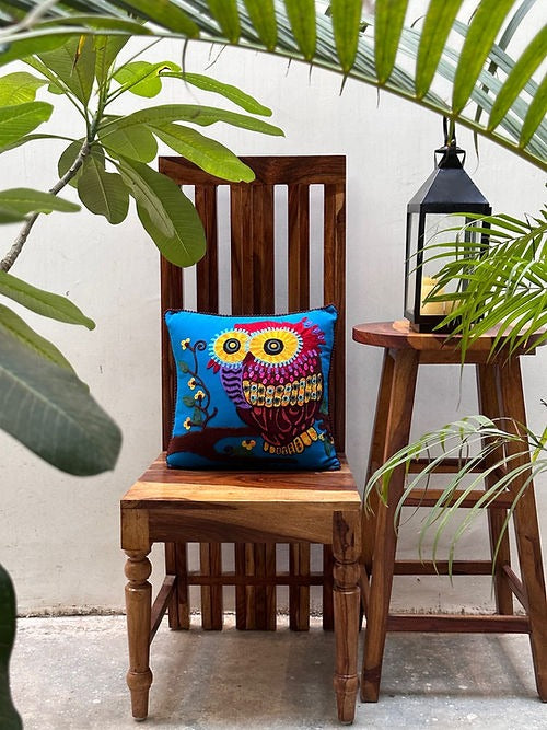 'Neelber' and Owl Blue Cushion Cover