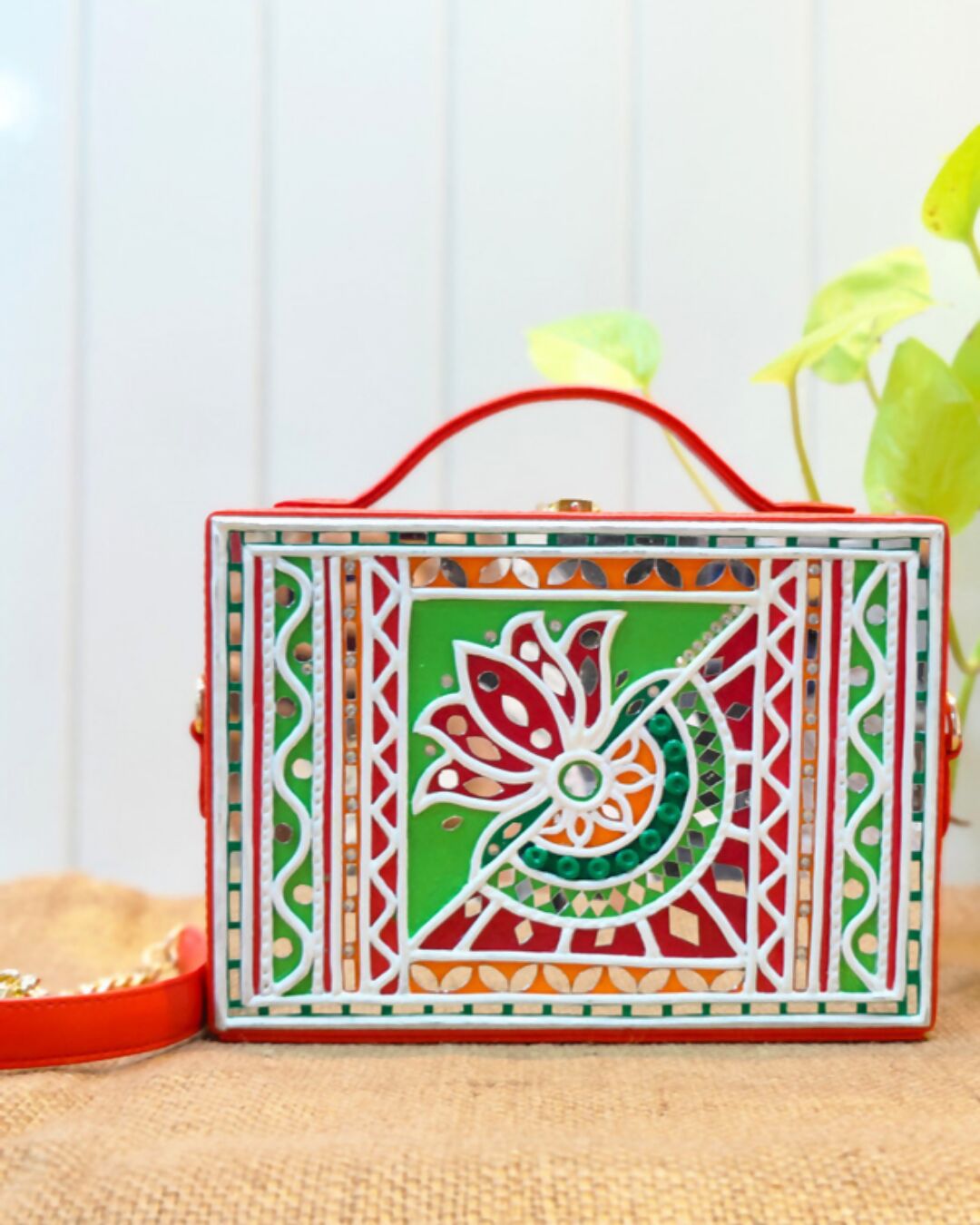 Flower Series Lippan Art Handcrafted Box Bag