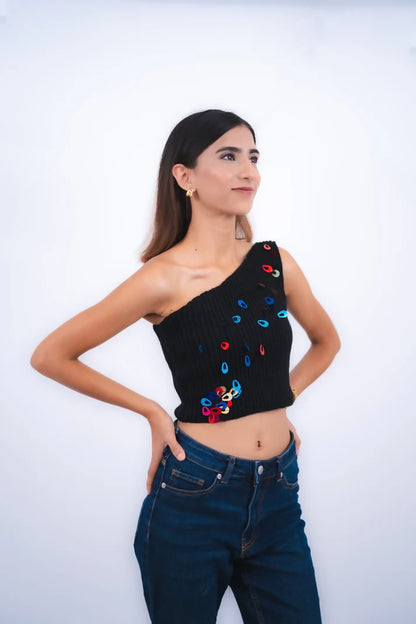 Scarlett Black One-Shoulder Top