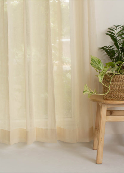 Light Filtering - Solid Cream Sheer Pure Cotton Curtain