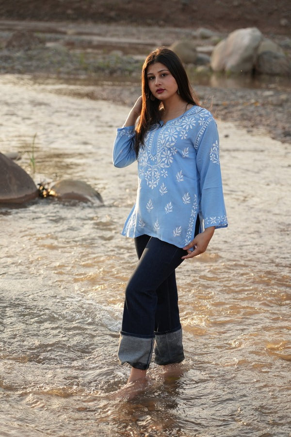 Fiza Modal Chikankari Short Kurta