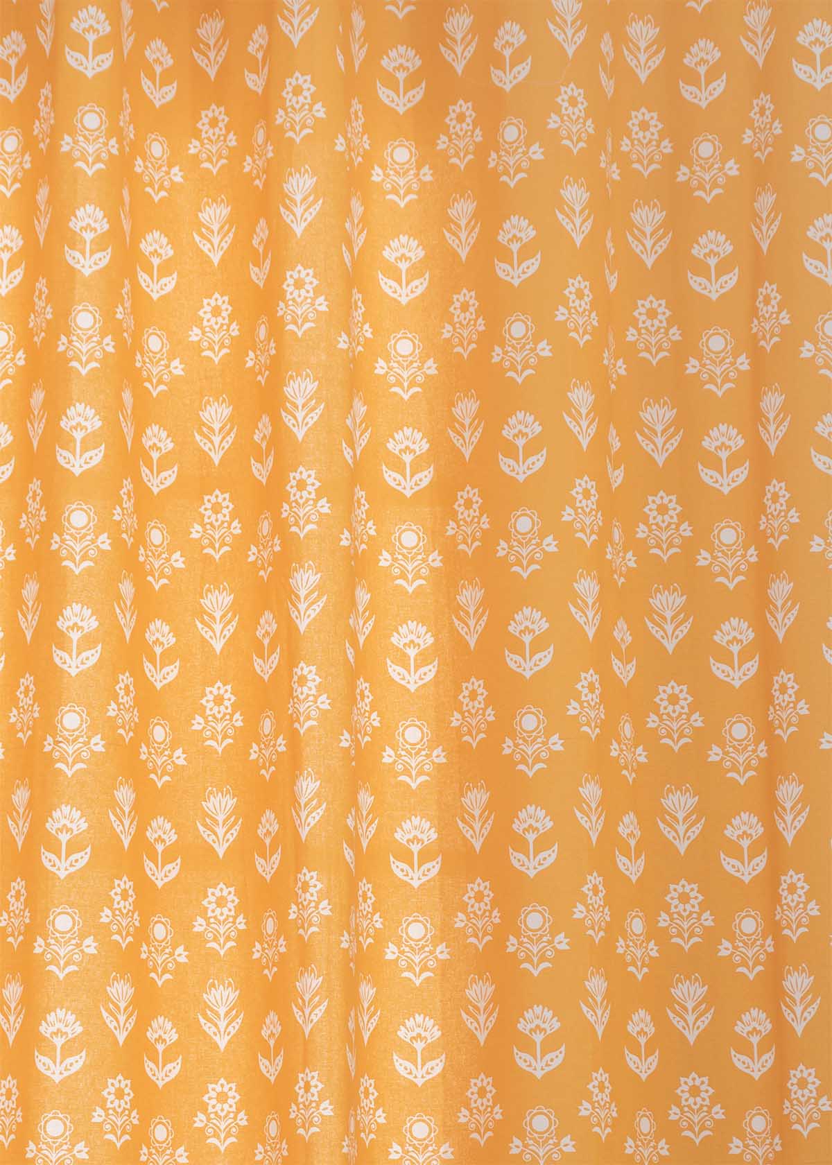 Room Darkening - Dahlia Cotton Floral Mustard Curtain