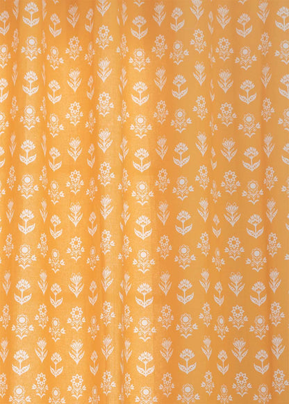 Room Darkening - Dahlia Cotton Floral Mustard Curtain