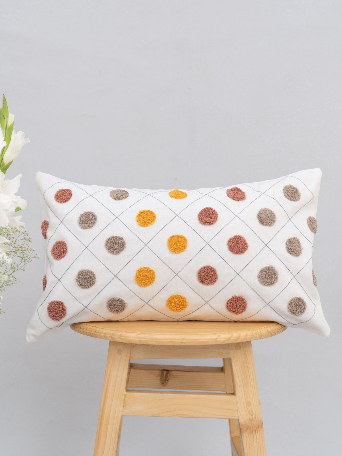 Dainty Dots Printed 100% Cotton Cushion Cover