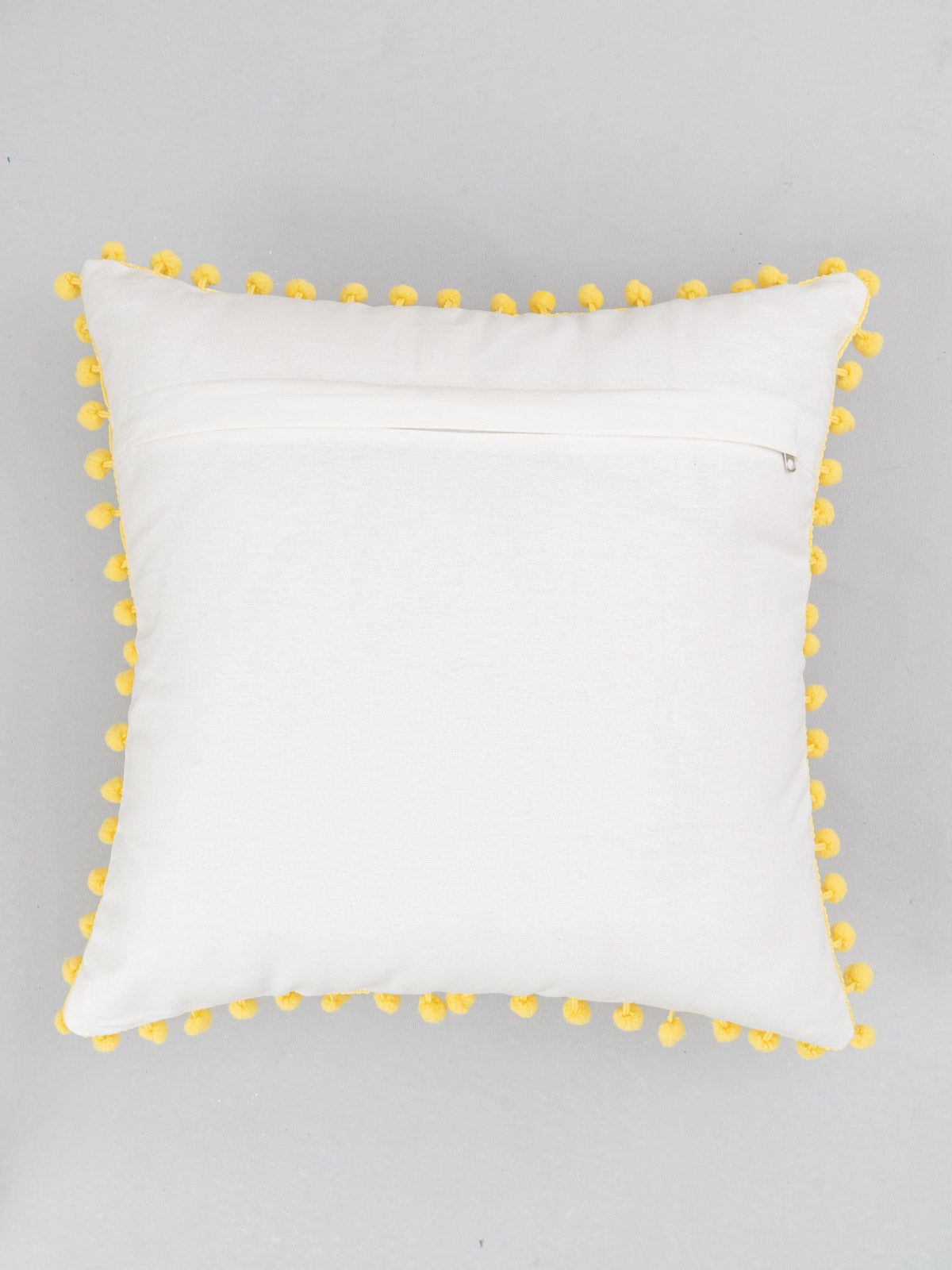 Dancing Dandelion Printed 100% Cotton Cushion Cover - White Yellow