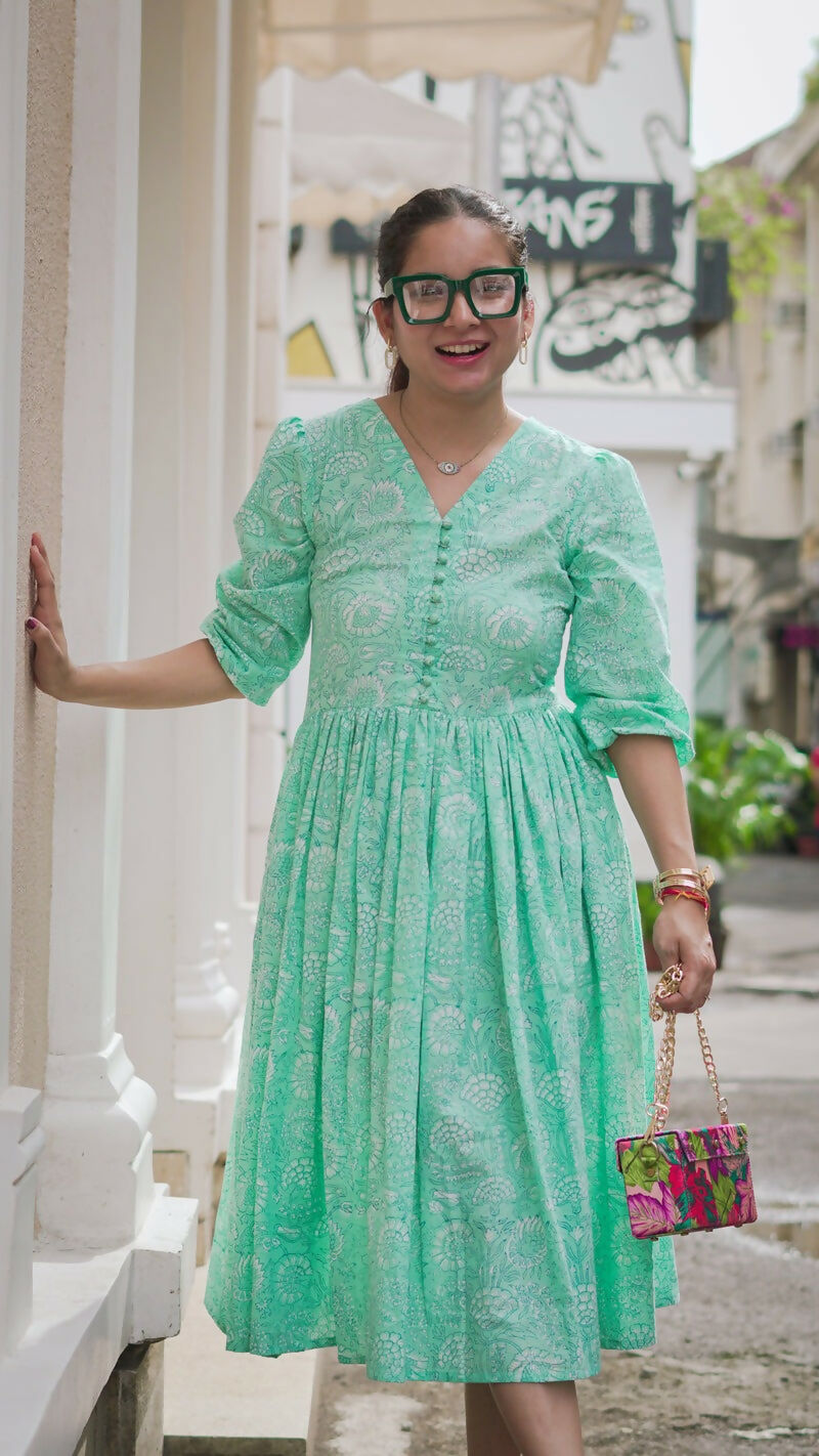 Prague Green Cotton Dress