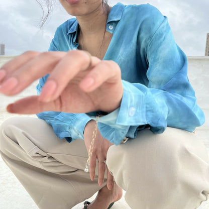 Bombay Blue Tie Dye Satin Shirt