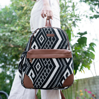 Black aztec compact backpack