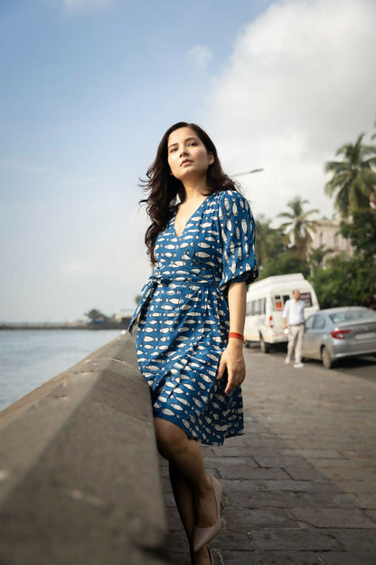 Bali Indigo Cotton Wrap Dress