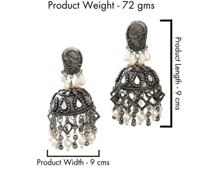 Keish Silver Oxide Jhumkas