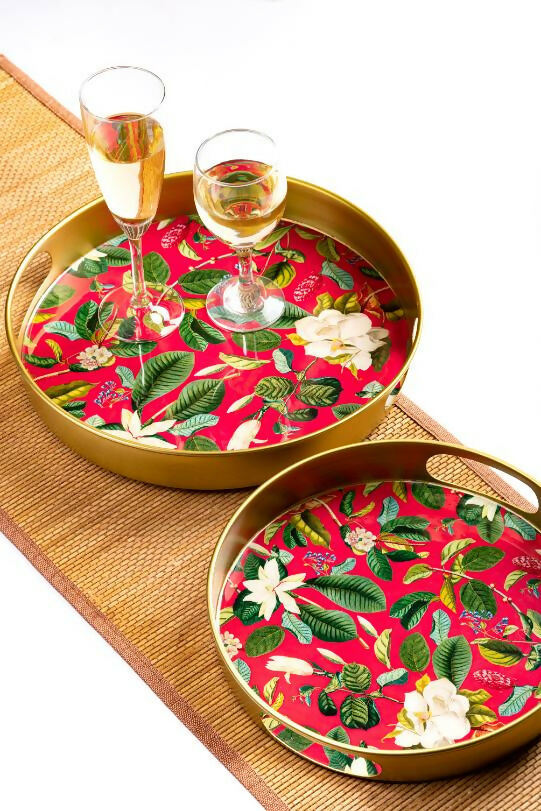 Tray Metal - Magnolia Red - Set of 2