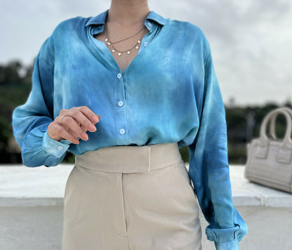 Bombay Blue Tie Dye Satin Shirt