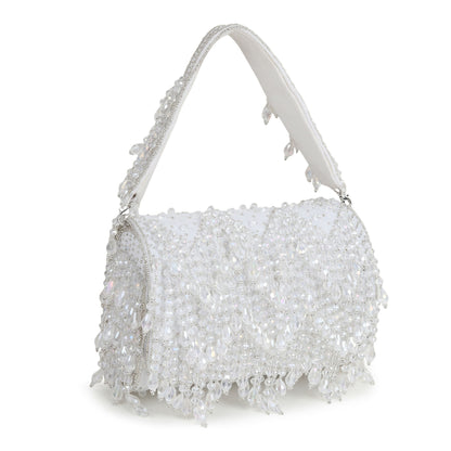 Alabaster Crystal White Flap Bag