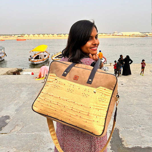 Golden Banarasi 14 Inches Laptop Bag