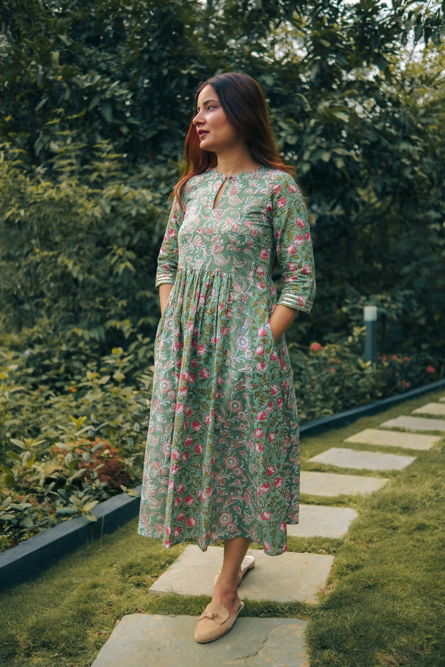 Vienna Green Cotton Dress