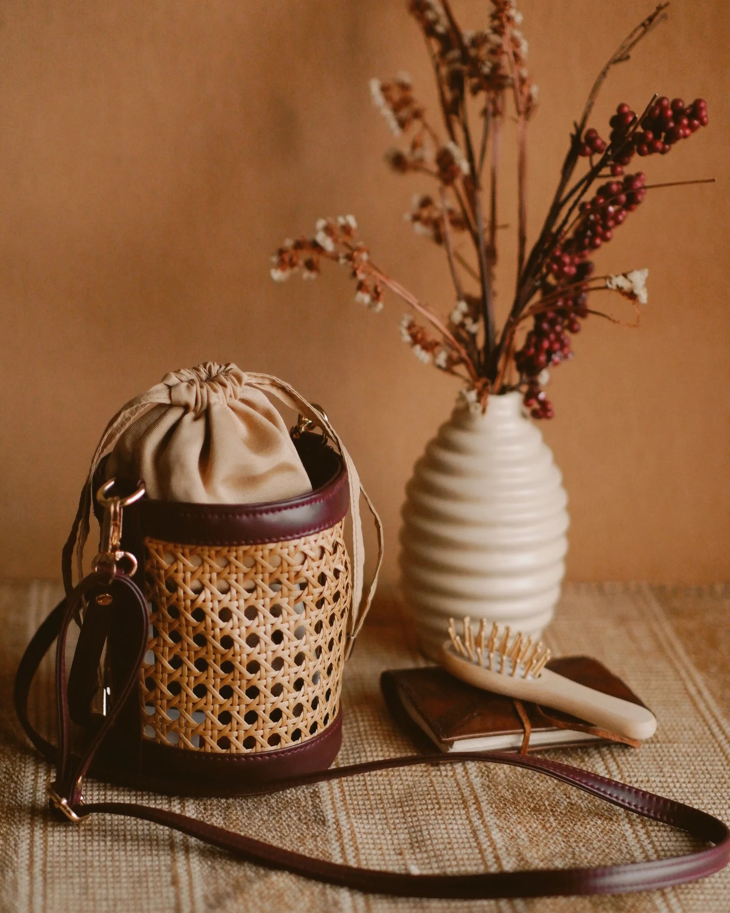 Rattan Weave Bucket Bag