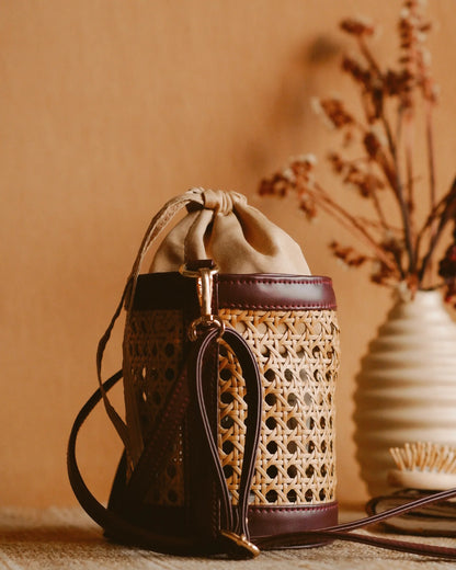 Rattan Weave Bucket Bag