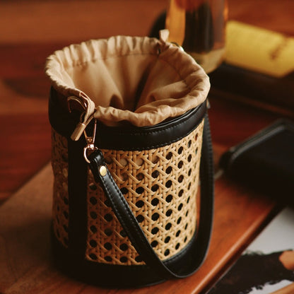 Rattan Weave Bucket Bag