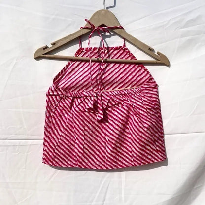 Pink Lehariya Straight Cotton Top