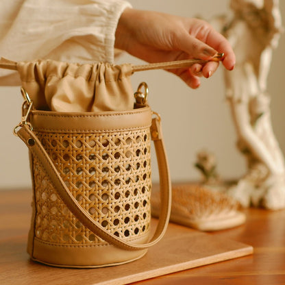 Rattan Weave Bucket Bag