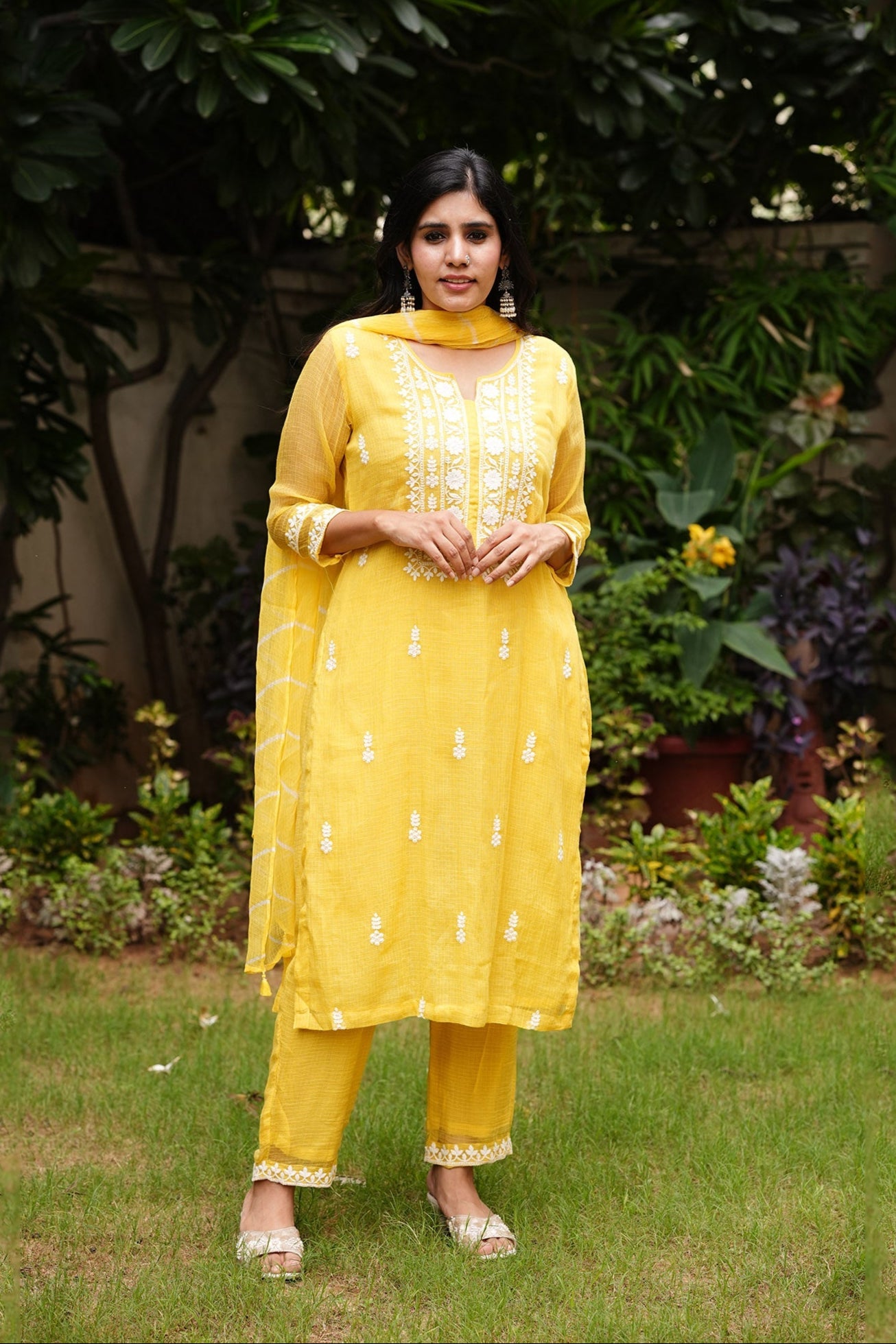 Yellow Kota Doria Suit Set