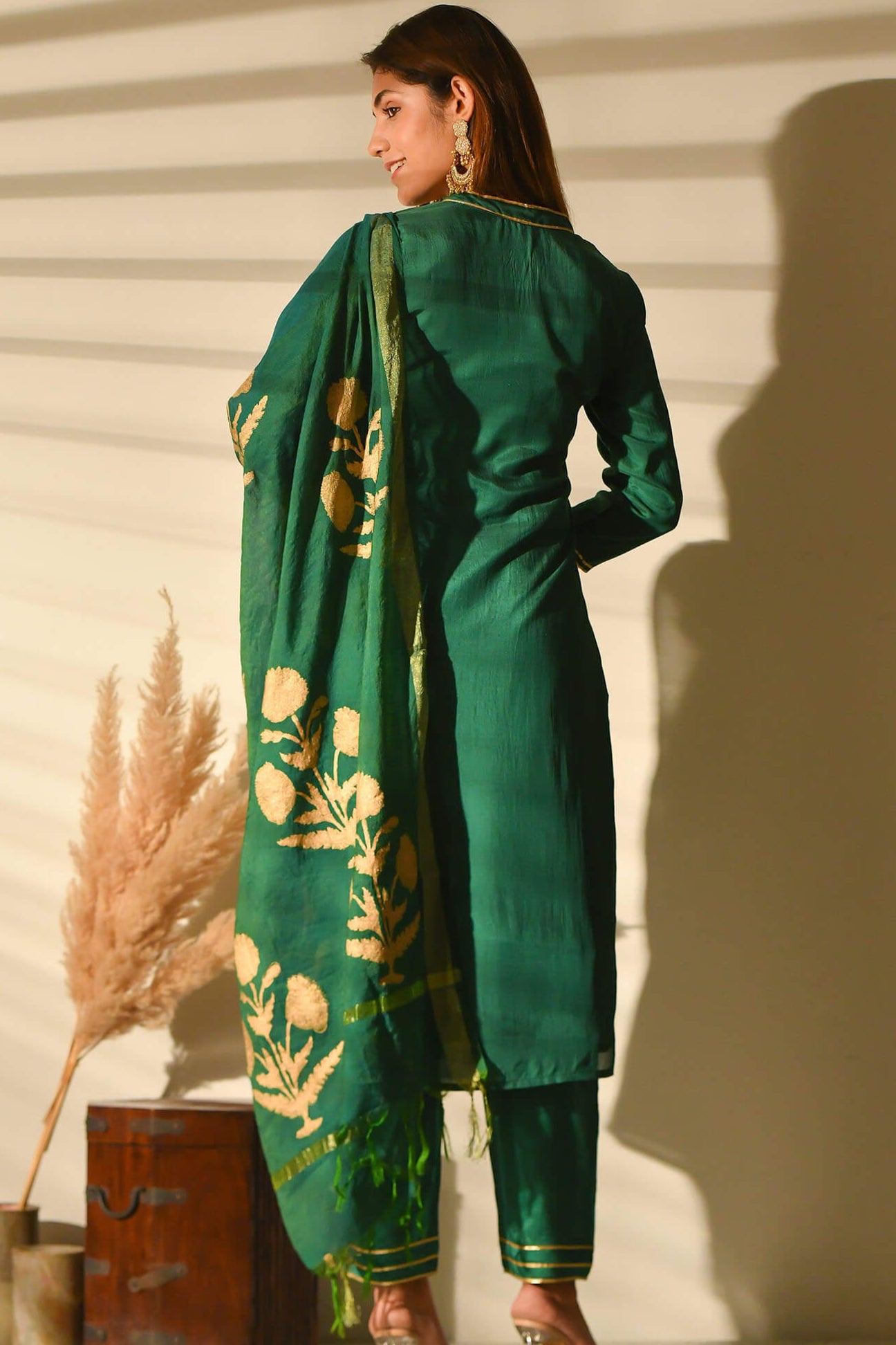 Parrot Green Muslin Suit Set