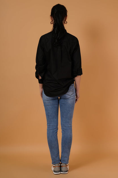 Black Love Message Poplin Print Shirt