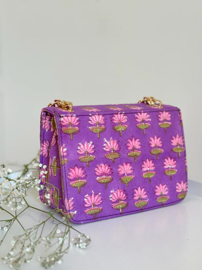 Purple Furla Handblock Printed Sling Bag