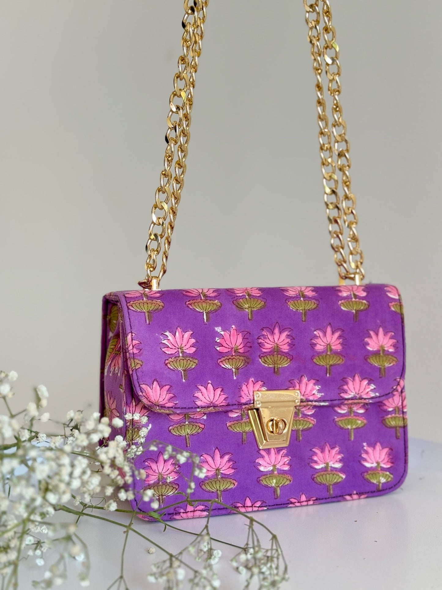 Purple Furla Handblock Printed Sling Bag