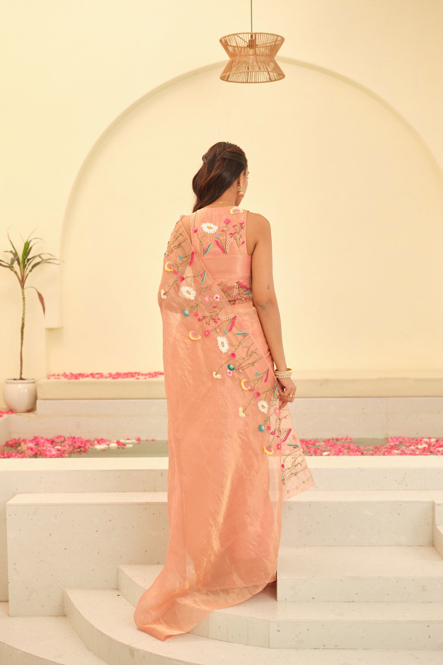 Aarohi Hand-embroidered Silk Tissue Sari