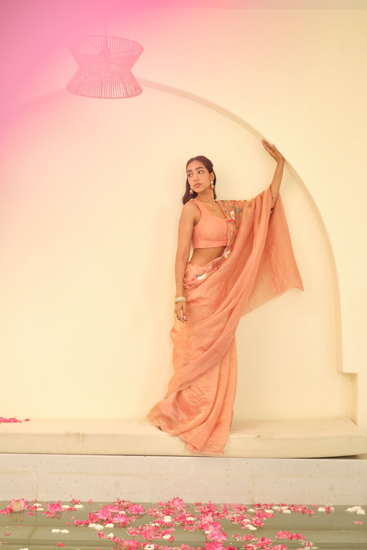 Aarohi Hand-embroidered Silk Tissue Sari