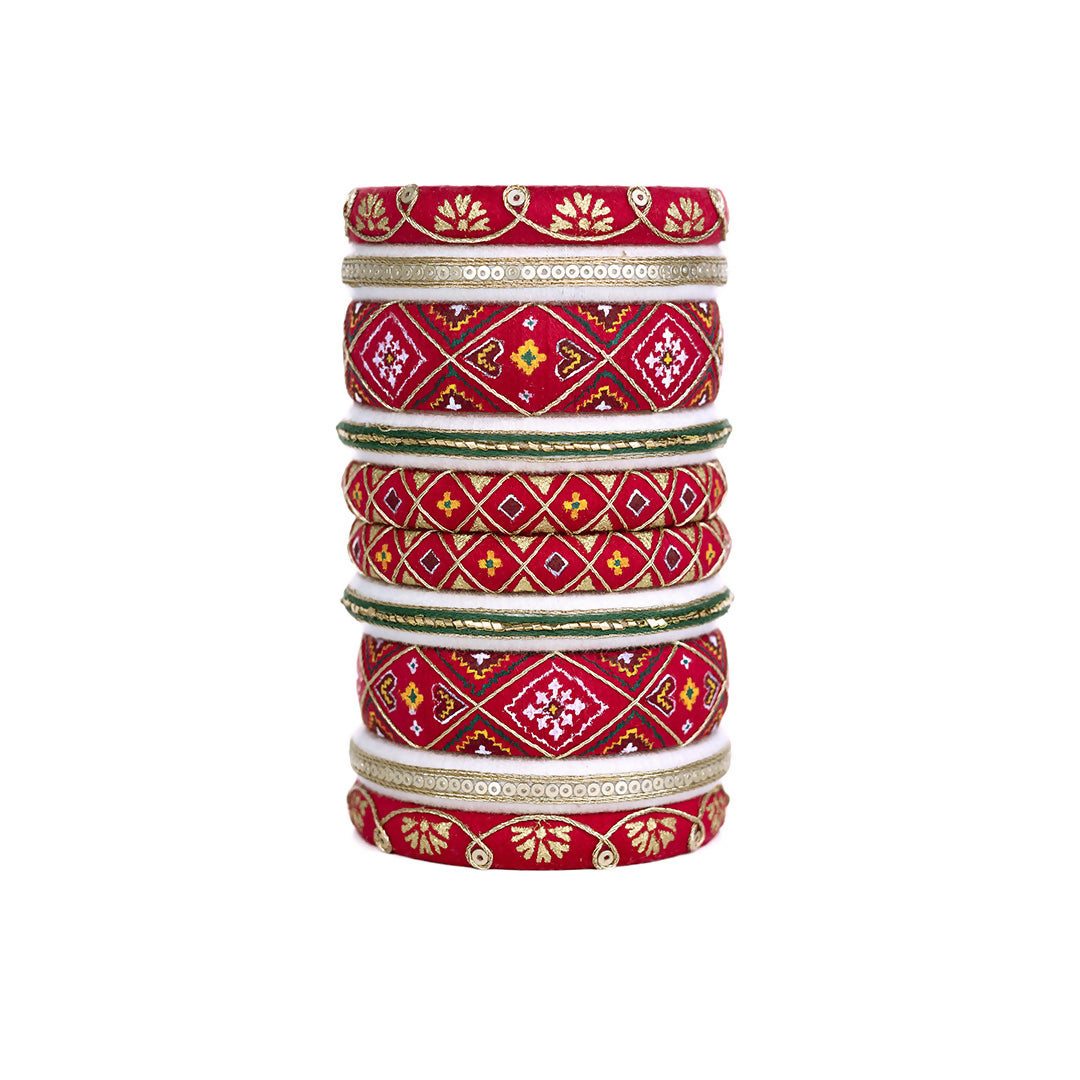 Navratna Red Bangle Set