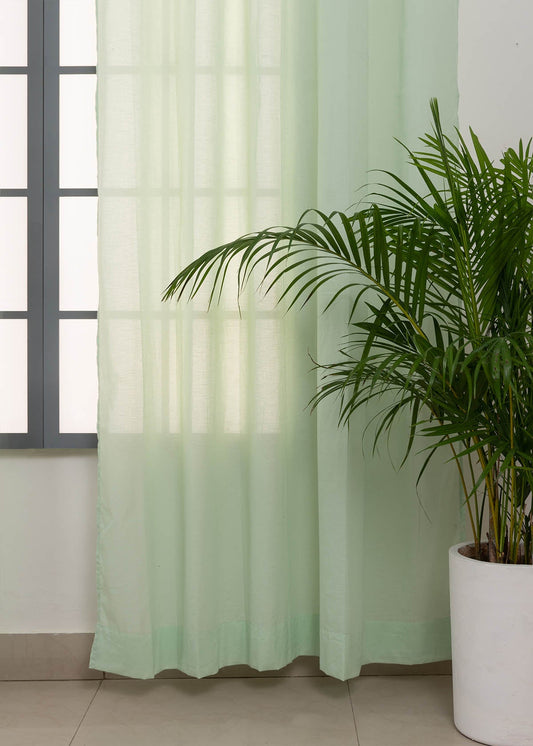 Light Filtering - Solid Sage Green Sheer Pure Cotton Curtain