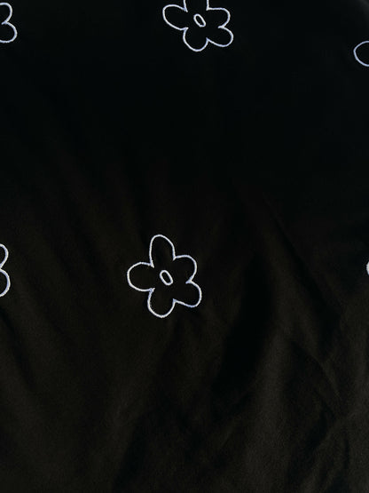 Floral Embroidered Black Tshirt