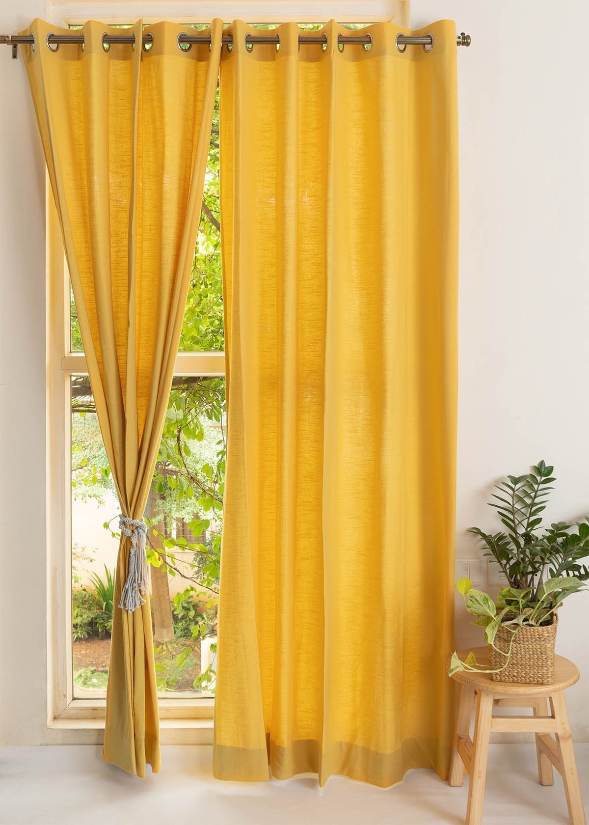 Room Darkening - Solid Mustard Pure Cotton Plain Curtain