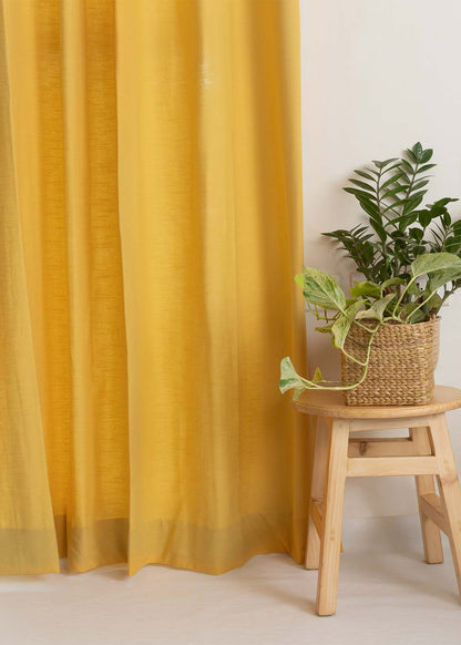 Room Darkening - Solid Mustard Pure Cotton Plain Curtain