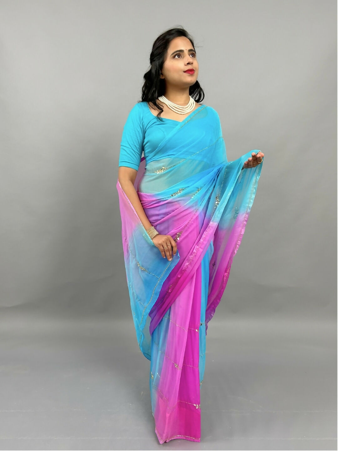 Rani Shaded Chiffon Saree