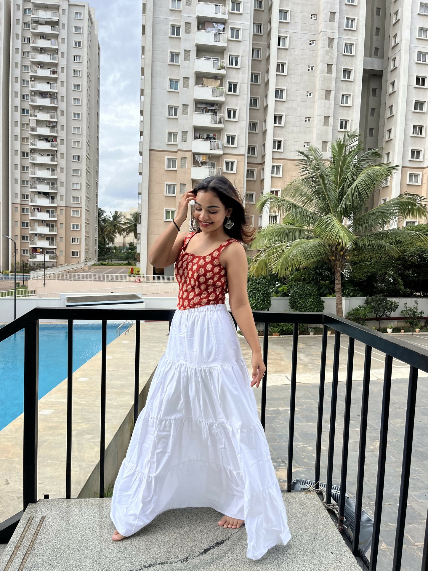 Red Cotton Corset Top