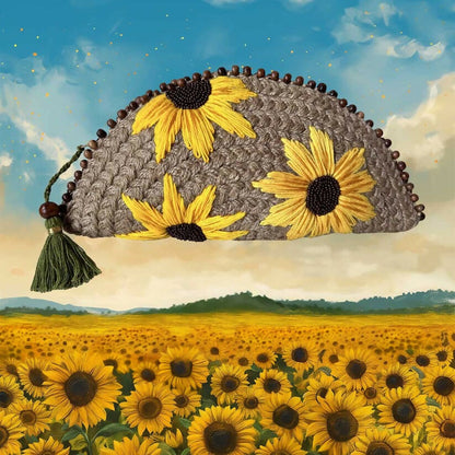 Sunflower Meadow Half Moon Clutch Bag