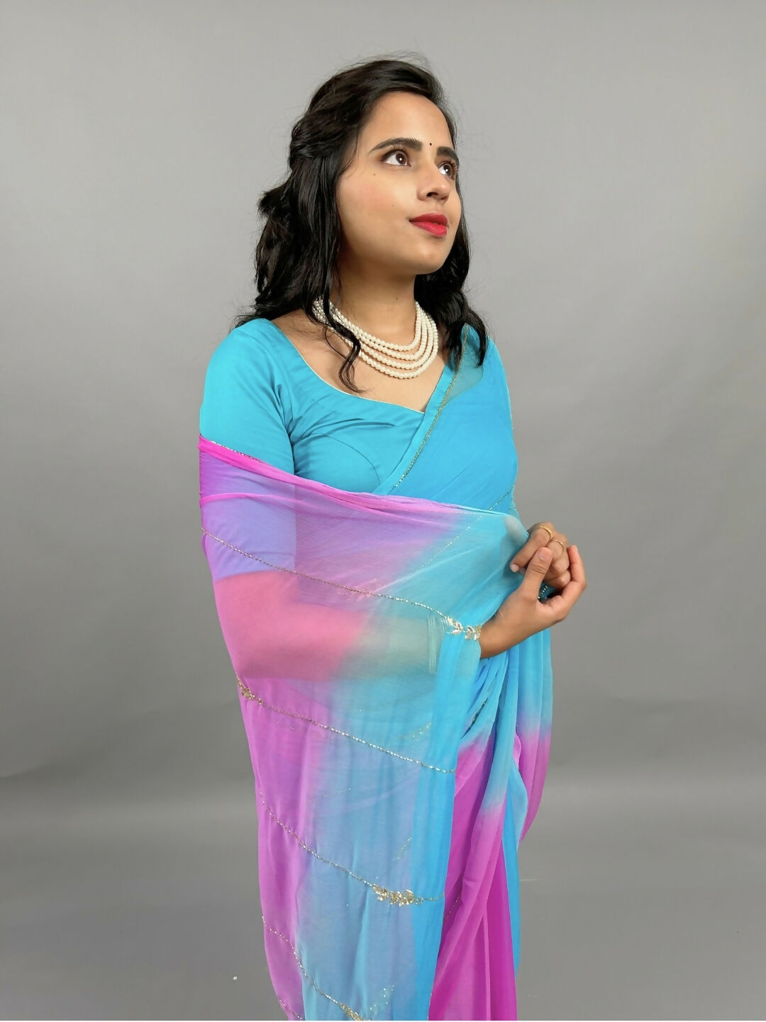 Rani Shaded Chiffon Saree