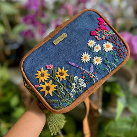 Denim Garden Sling Bag