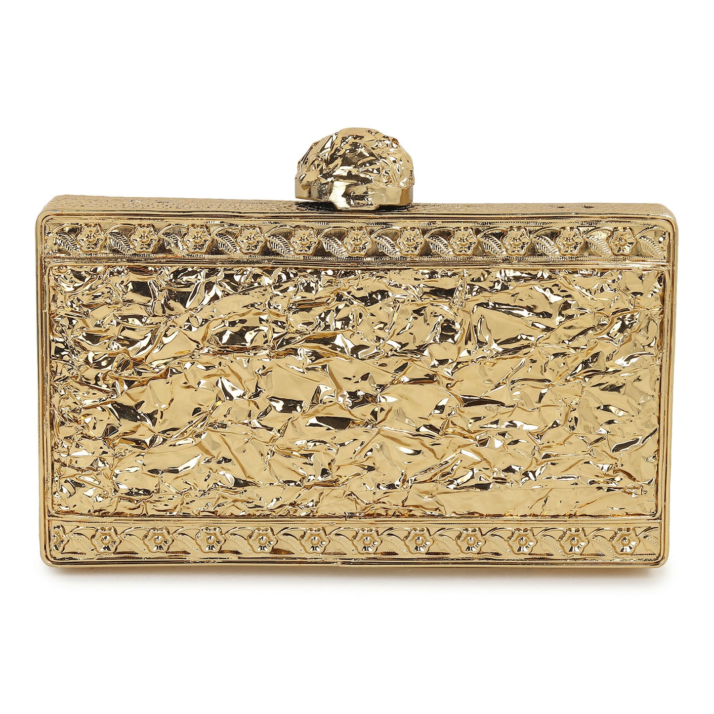 Opaline Mother of Pearl Embellished Golden Clutch