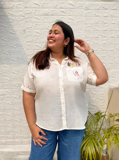 Flora Embroidered Cotton Shirt