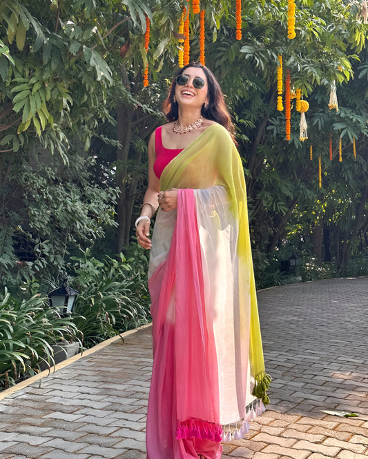 Pink Tie and Dye Saree