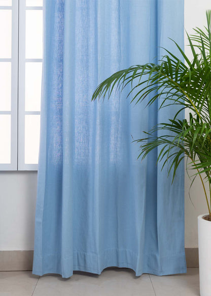 Room Darkening - Solid Powder Blue Cotton Plain Curtain