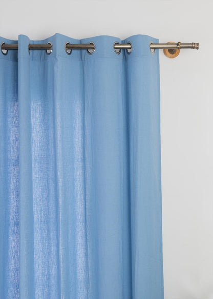 Room Darkening - Solid Powder Blue Cotton Plain Curtain