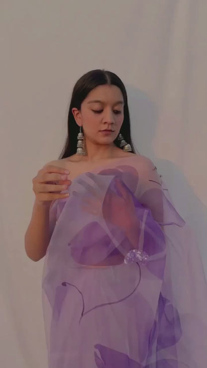 Stella Organza Saree In Lavender