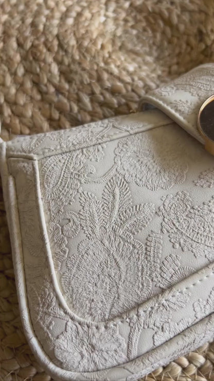 Paisley Embossed Baguette Bag