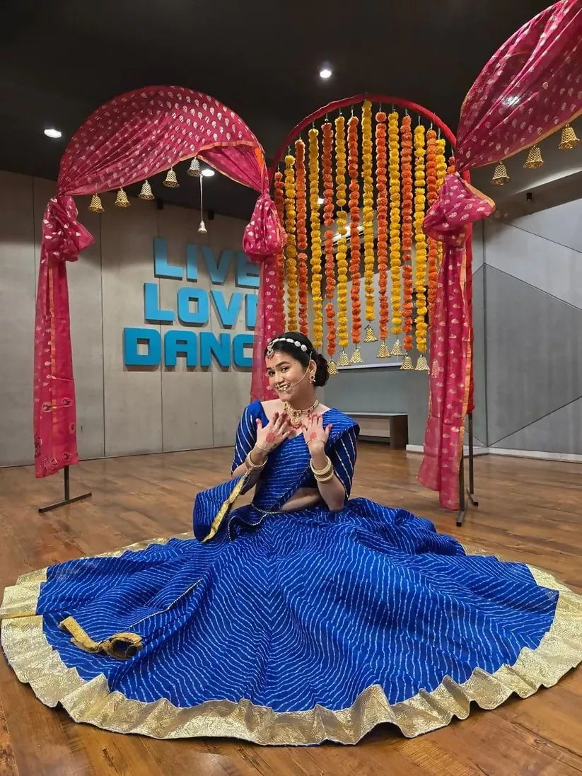 Blue Mothda Lehenga